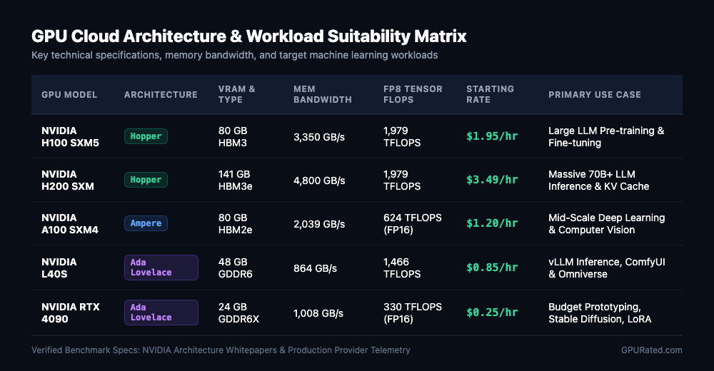 GPU Cloud Architecture & Workload Suitability Matrix 2026